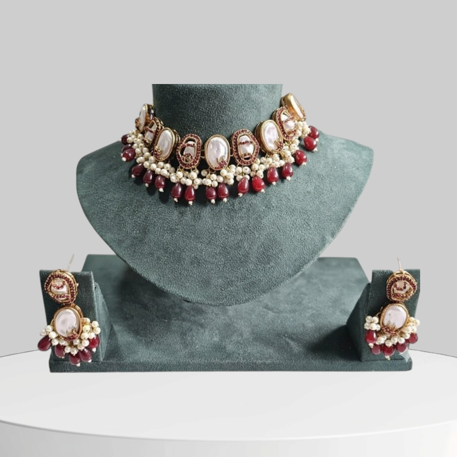 The Ruby Empress Choker – Garnet & Ivory Grandeur