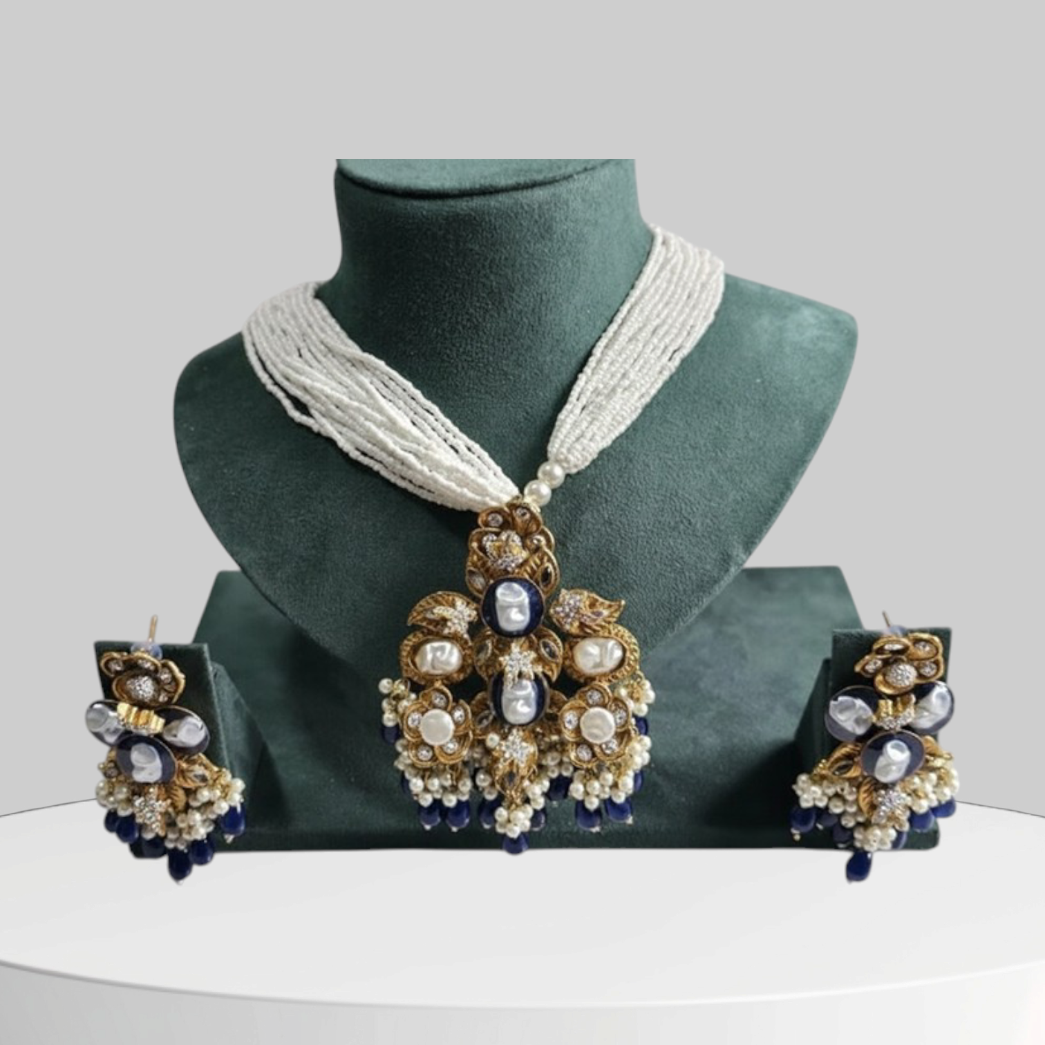 The Nizam's Pearl Ensemble – Grandeur in Gold, Sapphire & Ivory