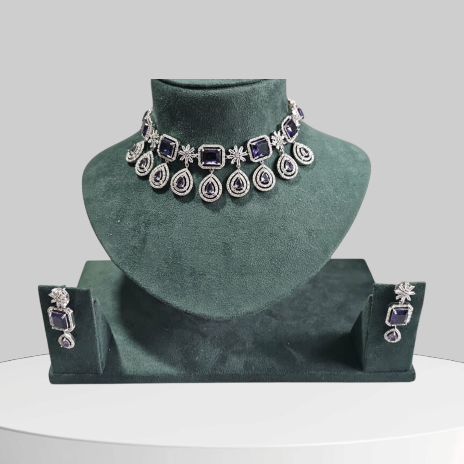 Elegant Choker with Deep Blue Accents