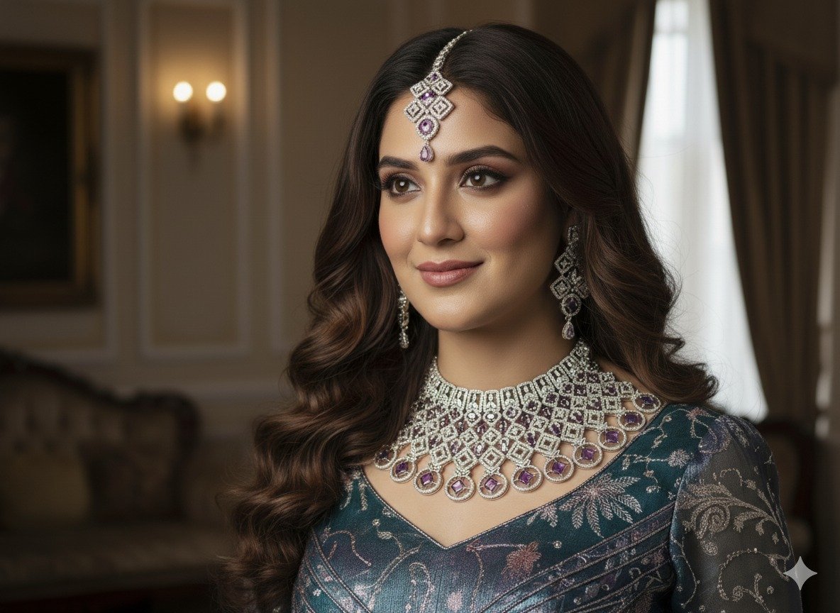 Diamond Choker with Lavender Radiance - Image 2