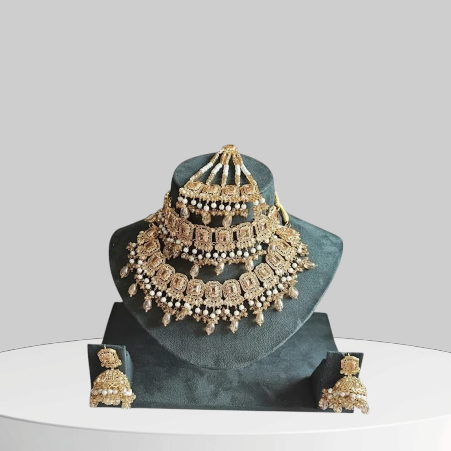 Gold Bridal Choker with Crystals, Pearls & Luxe Detailing