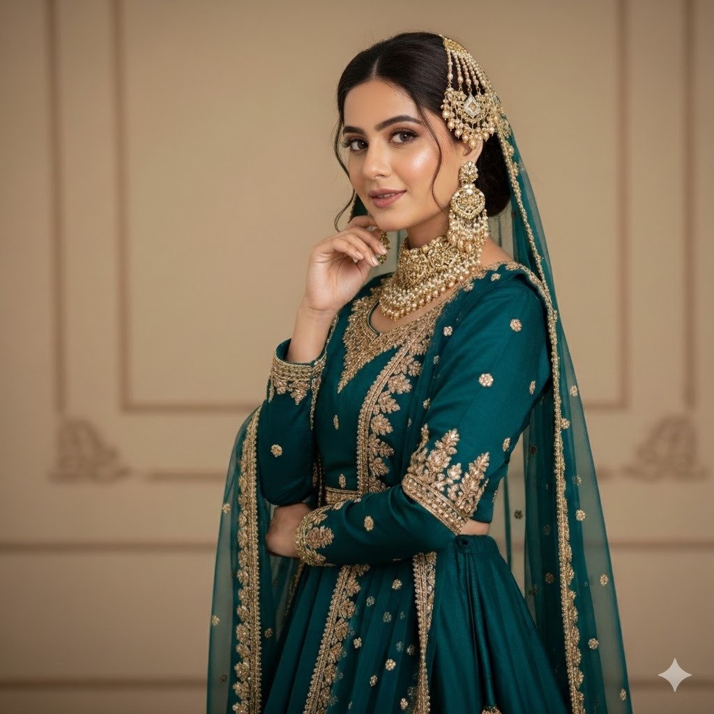 Gold-Plated Choker & Necklace with Peach Beads and Crystals - Image 2