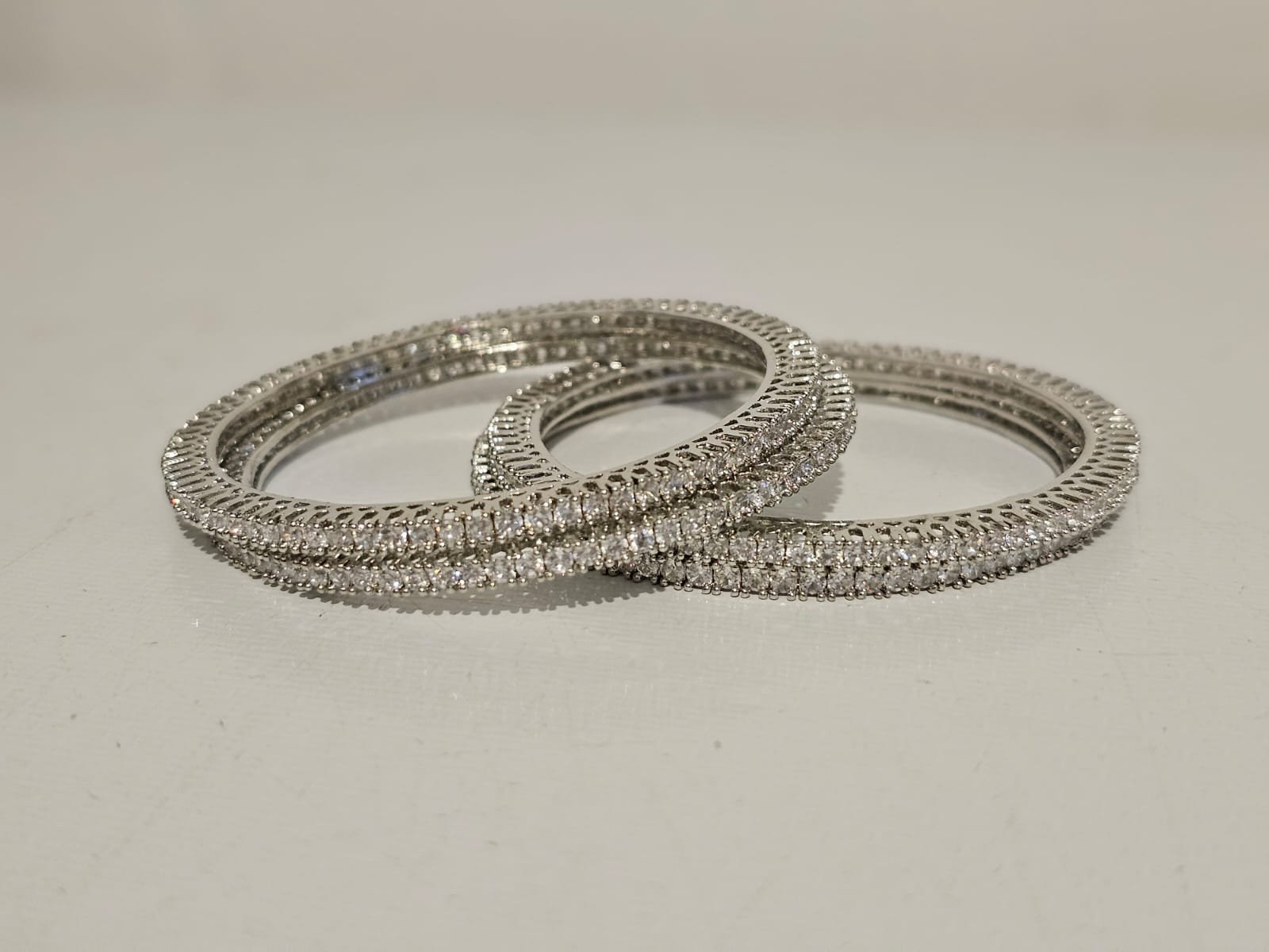 Starlight Diamonti Bangles – Ultra-Dazzling White Gold Look
